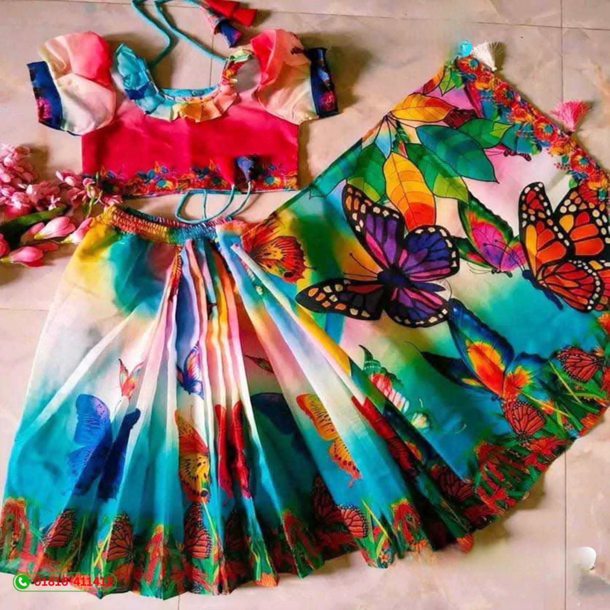 চান্দেরী সিল্ক ডিজিটাল প্রিন্ট বেবি রেডি শাড়ি