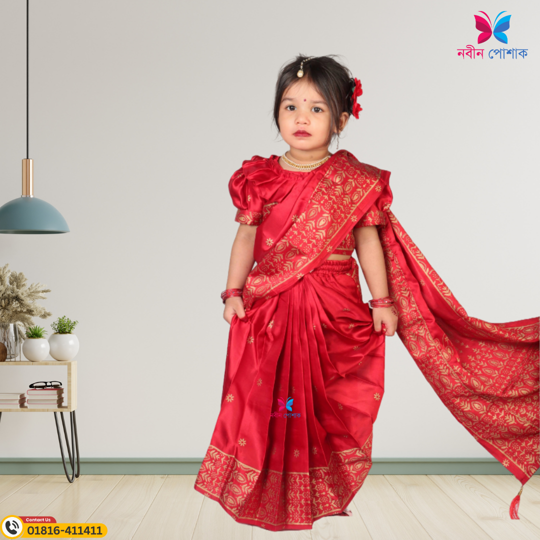 জাপানি সিল্ক বেবি রেডি শাড়ি – প্রিন্টেড ডিজাইনসহ স্টাইলিশ রেডি শাড়ি