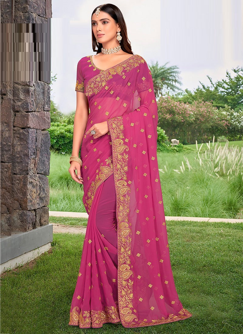 Georgette Embroidered Saree for Women 8