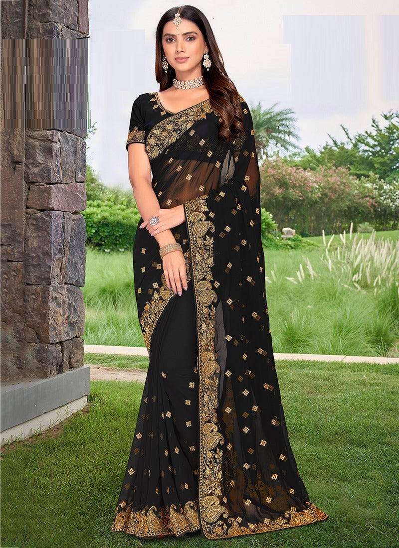 Georgette Embroidered Saree for Women 7