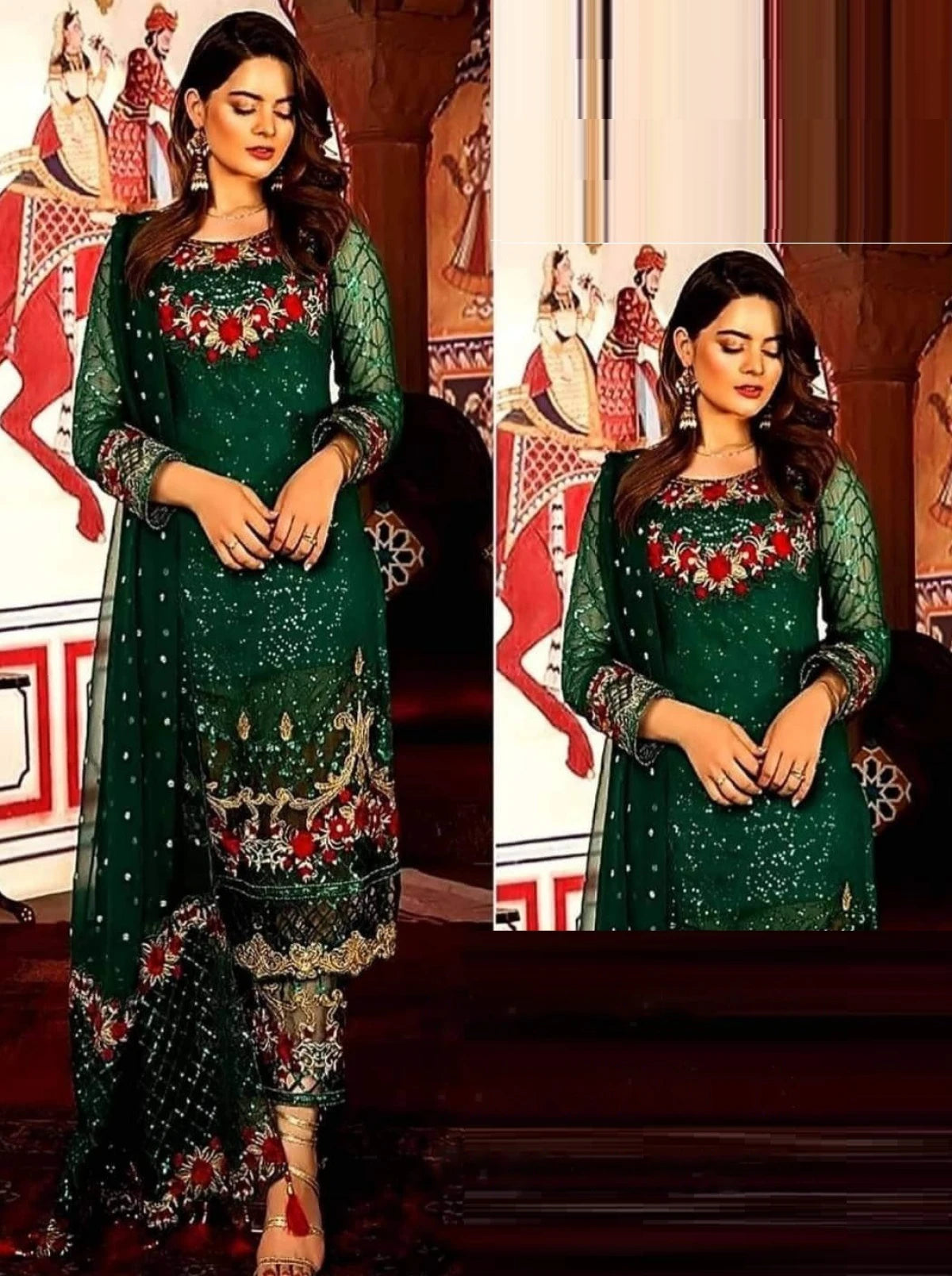 Georgette Semi Stitched Salwar Suit AR-30-Green
