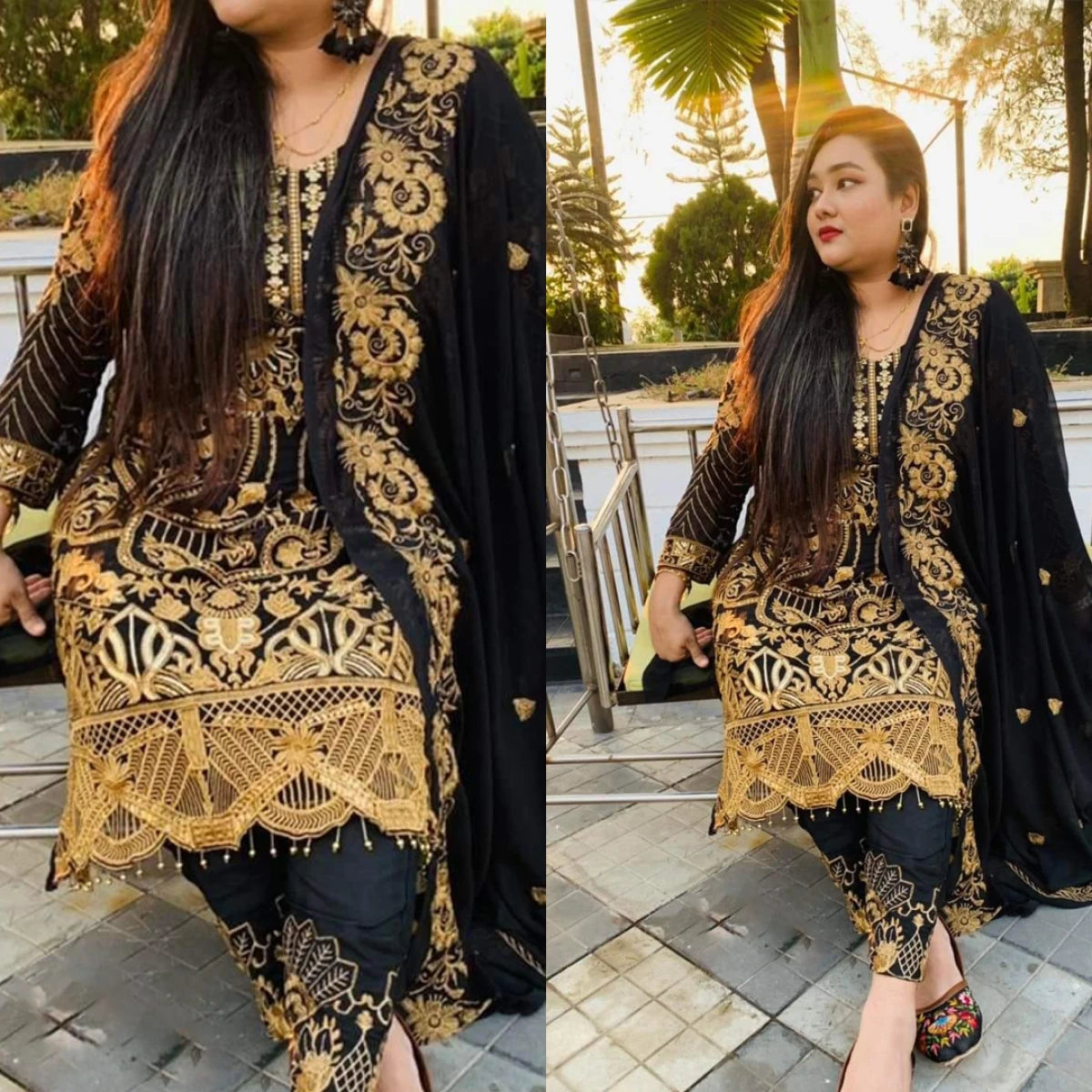 Georgette Semi Stitched Salwar Suit AR-48 BK