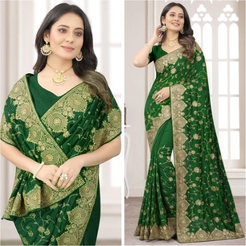 Embroidered Georgette Saree With Blouse