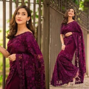ডিজাইনার জর্জেট পার্টি শাড়ি