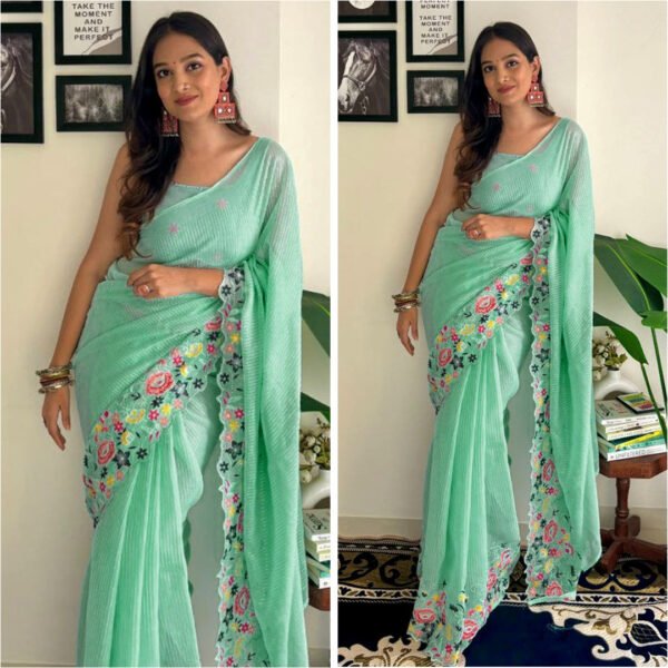 Embroidered Georgette Saree With Blouse