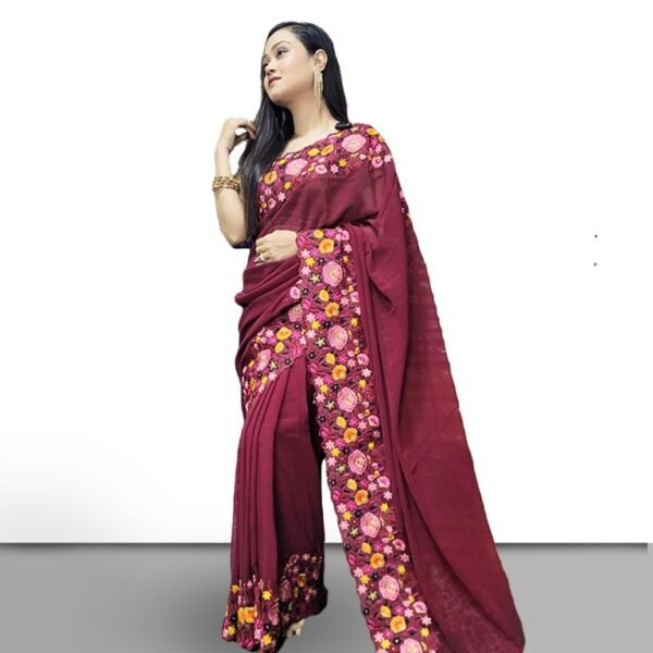 Embroidered Georgette Saree With Blouse