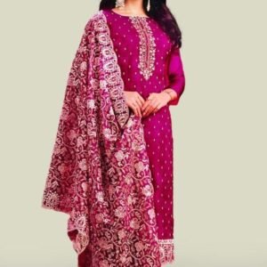 Eid Special Gold Shiffon Semi Stitched Salwar Suit