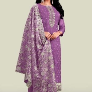Eid Special Gold Shiffon Semi Stitched Salwar Suit